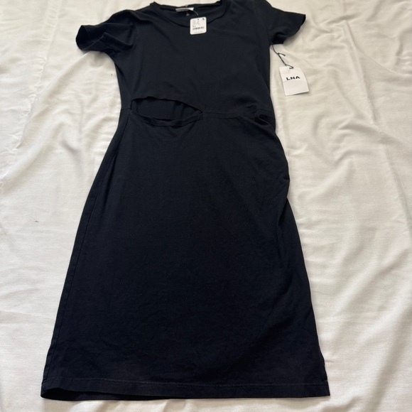 New LNA XS Black Fitted Cutout Dress ~ Modern Party Night Out Travel - Picture 3 of 7